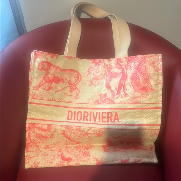 Dior Red and Cream Dioriviera Tote - Picture 2 of 4